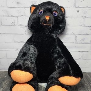 Build a Bear Lucky Kitty Black Cat Plush Stuffed Animal Toy Sparkle Paws